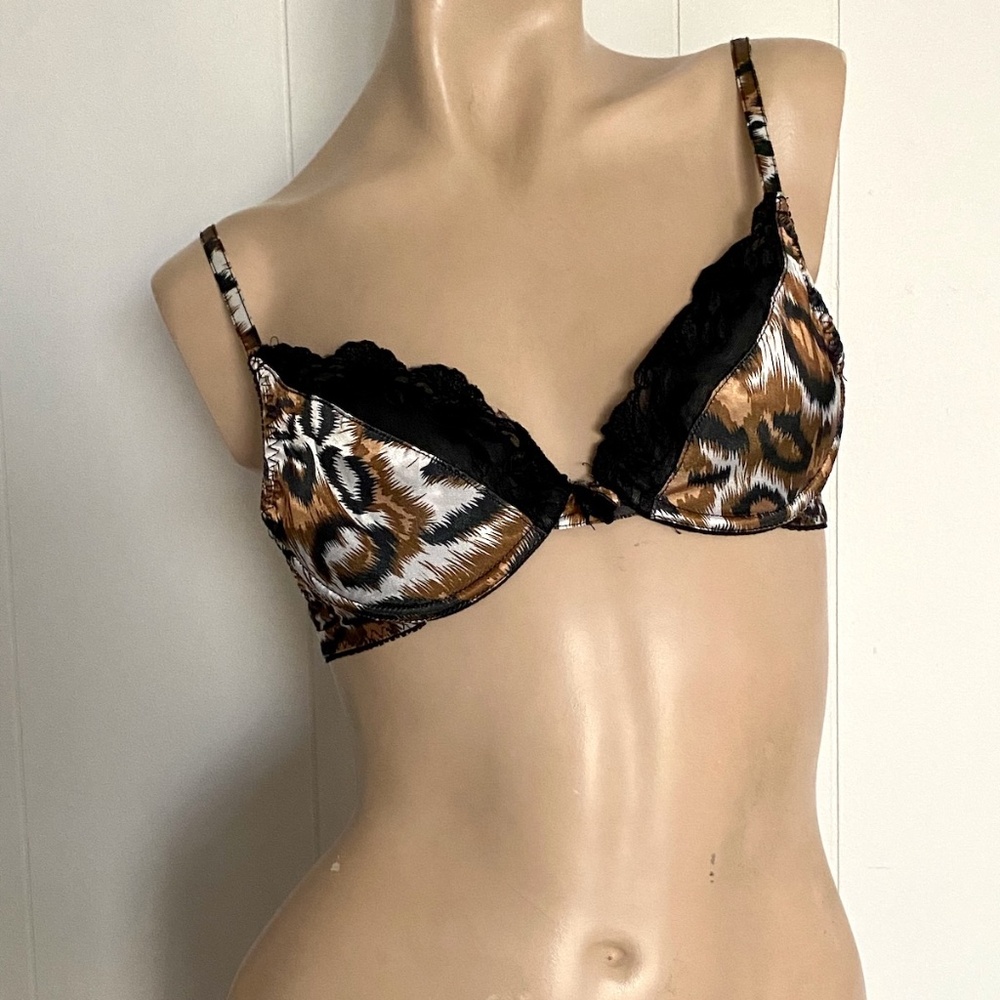 VTG 1990s Y2K Leopard Print Underwire Bra Padded B34